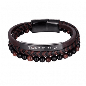 צמיד לגבר עם חריטה אישית - חרוזים 35